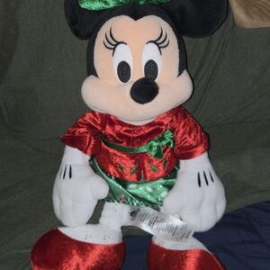 Holiday Minnie Mouse Plush in Red & Green Outfit